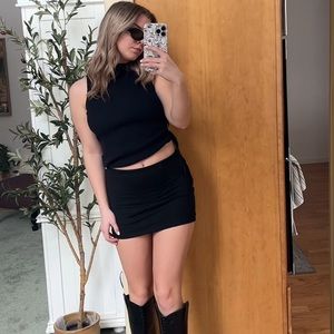 Black Showpo high neck rubbed tank with side cut out ruched detailing